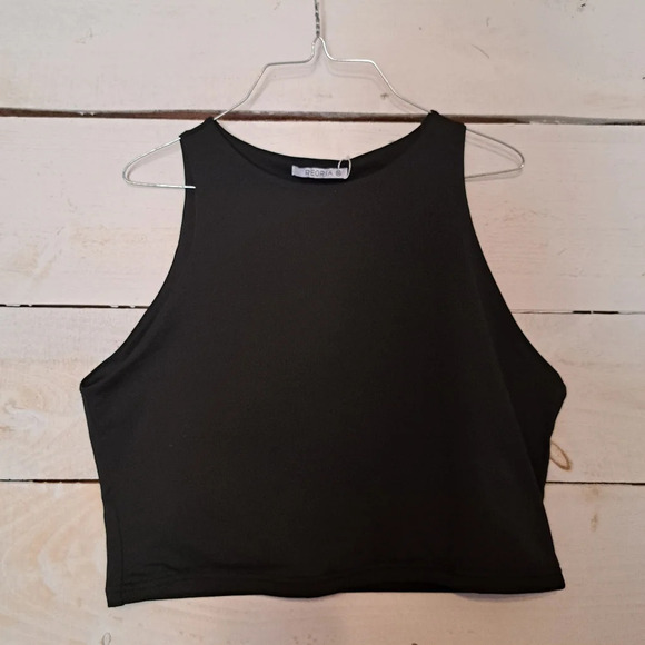 ReoRia Tops - ReoRia Seamless Black Cropped Tank Sleeveless Size 2XL